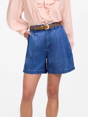Madewell SIZE 32 The Harlow Superwide Pleated Airy Denim Edition Jean Shorts NWT
